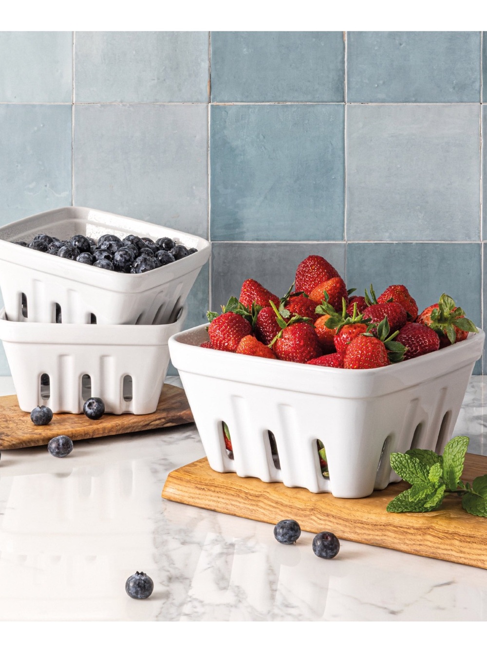 NEW over&back 3-piece Multipurpose Berry Baskets- White